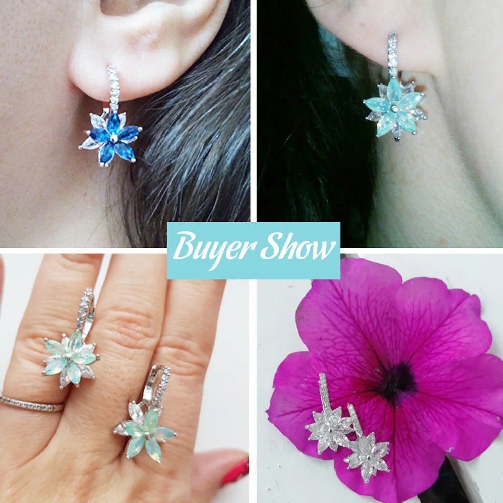 ThreeGraces Модные Разноцветные зеленые розовые красные кубические циркониевые хрустальные вечерние серьги-гвоздики с огранкой маркиза с милым цветком для женщин ER311