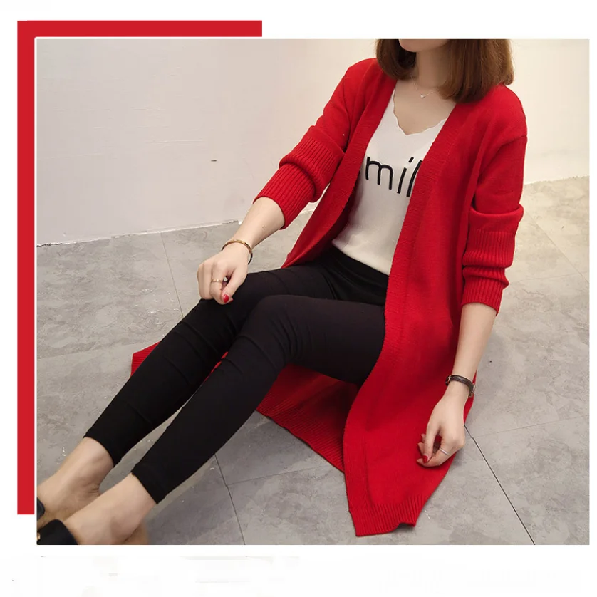 Новый дизайн женский длинный свитер вязаное пальто кардиган |