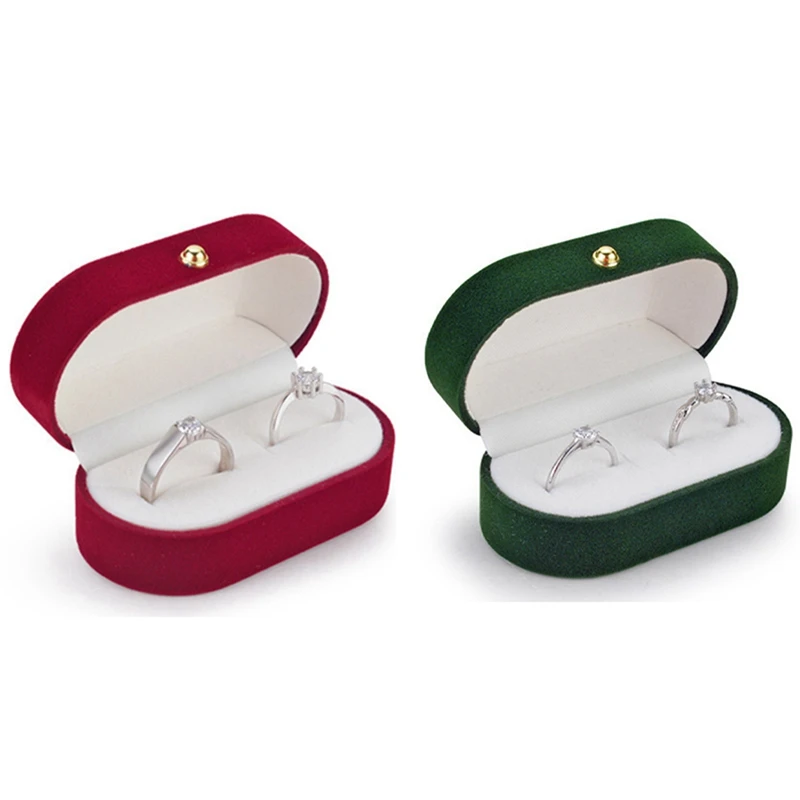 

2X Velvet Silk Pair Ring Box Wedding Ring Box Single Ring Box Wedding Proposal Farewell Jewelry Box B & C