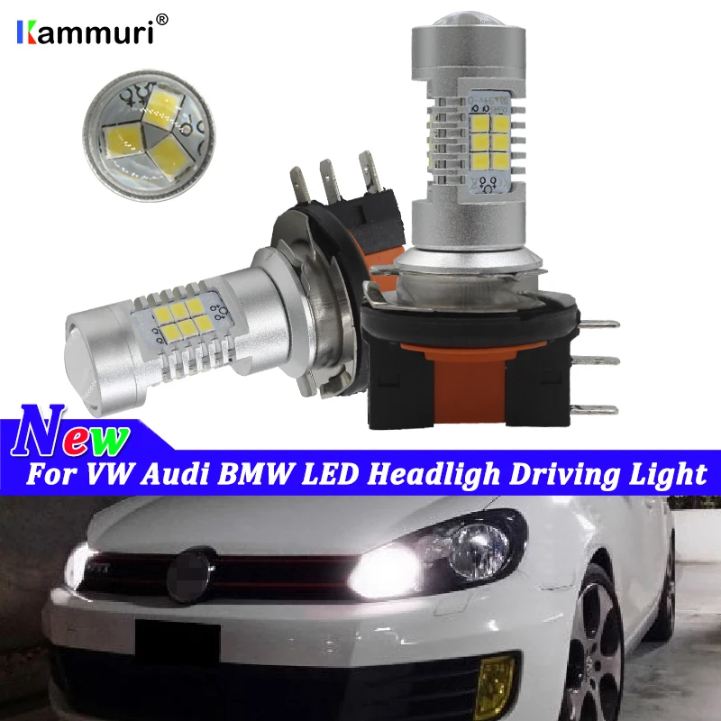 HID beyaz araba H15 LED ampul far kablosuz araba far lambası 12V dönüşüm sürüş ışık VW Golf GTi audi A5 A6 Q7 BMW