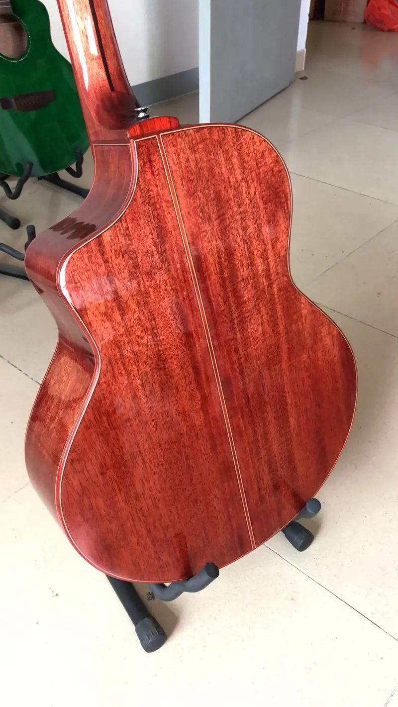 Полная твердая Акустическая гитара из дерева sapele 40 дюймов, глянцевая 6 струнная народная гитара с твердой еловой древесиной, высокое качество