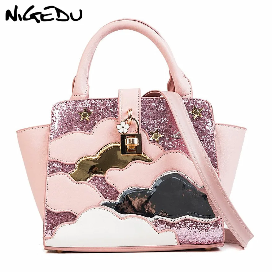 Модная дамская сумочка с блестками маленькая Лоскутная Женская сумка мессенджер