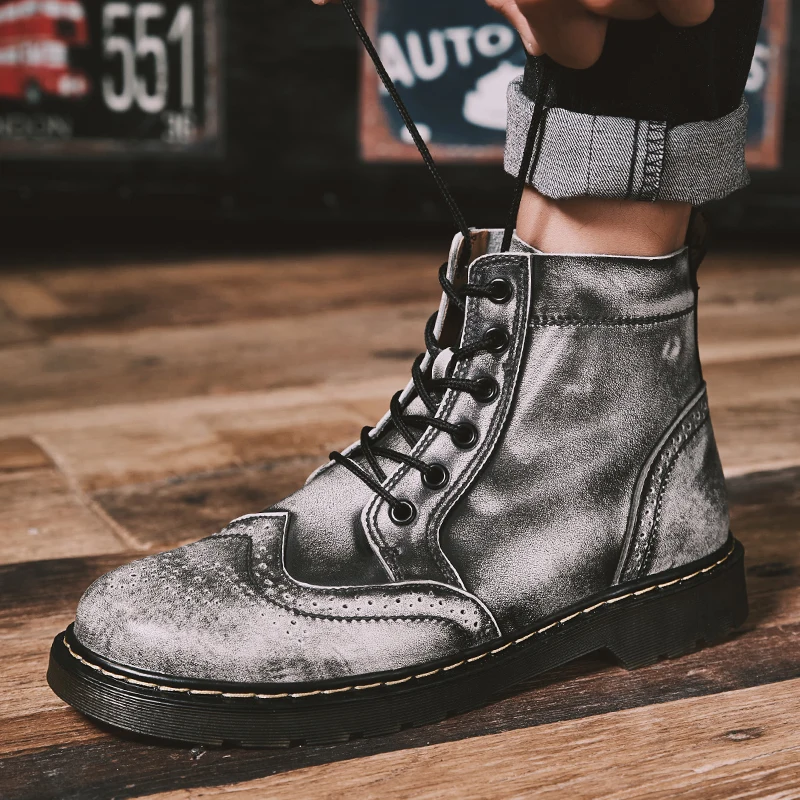 Ботинки мужские ботинки кожаные ботильоны на шнуровке Bullock уличная рабочая обувь
