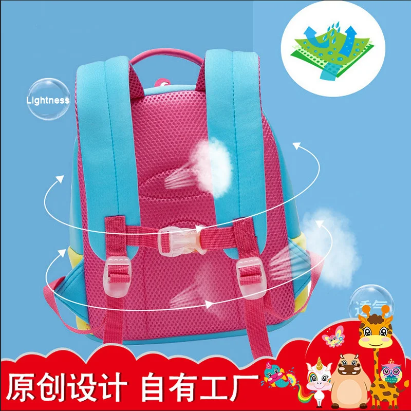 

3D Cartoon Baby Backpacks Waterproof Original Design Unicorn Pattern Kindergarten Backpack High Quality Bag For 1-5 Years Kids