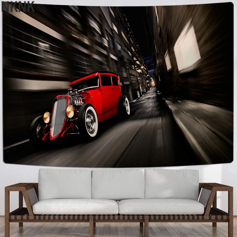 

Racing Car Tapestry Wall Hanging Sports Car Colorful Wall Tapestry Home Living Room Wall Carpets Dorm Decor 3D Print Tapestry
