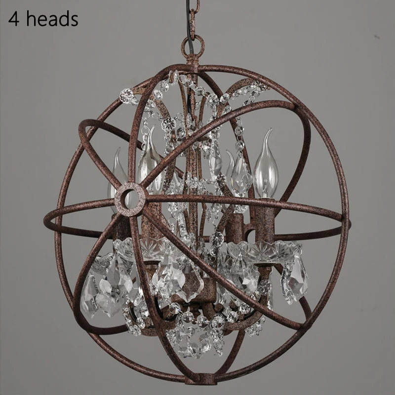 

Vintage rust iron cage chandeliers E14 big style crystal lustre LED lamp 4/5/6 Lighting modern for living room bedroom bar