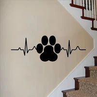 dog paw print heartbeat vinyl art home decor wall stickers pet shop veterinary window decals removable murals wallpaper