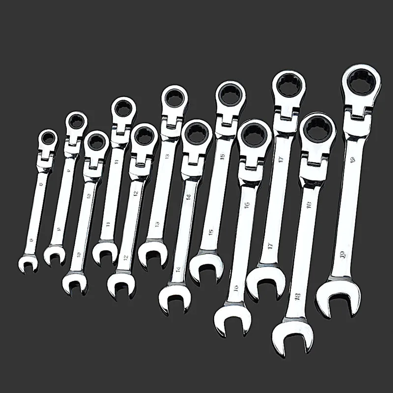 8-19mm 12pcs 6-24 мм гибкая головка комбинированный храповой ключ двойного использования храпового ключа Инструменты - Цвет: 8-19mm 12pcs
