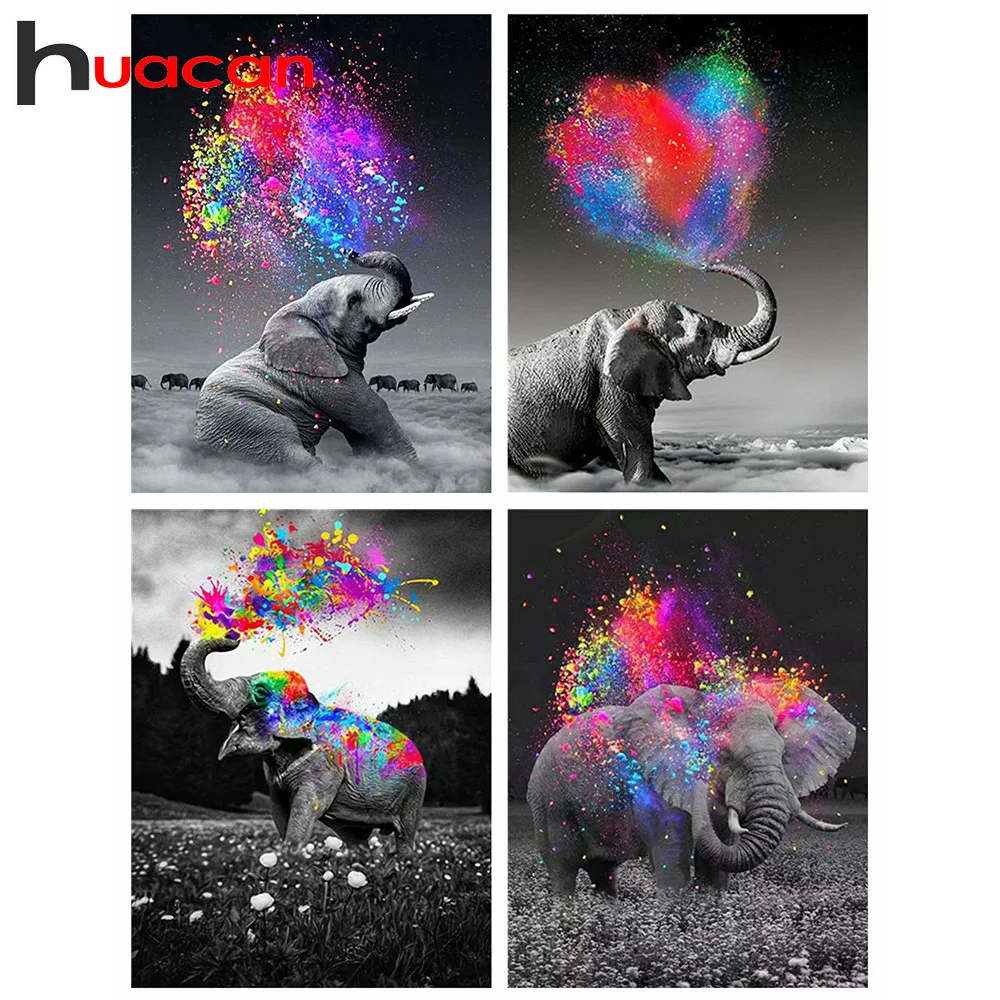 Алмазная мозаика 5D Huacan в виде слона вышивка сделай сам с животными модульные