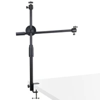 Multifunction Lift Desk Clamp Mount Stand LED Ring Light DSLR Camera Mobile Phone Table Bracket Overhead Shooting Video Studio