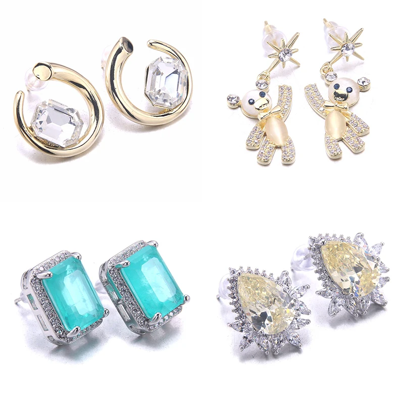 

Summer Hot Exquisite Zircon Crystal Hoop Earring Medium Size Cute lady earrings Women's jewelry Surprise Gift