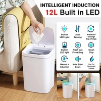 new 12l home automatic touchless trash can smart infrared motion sensor kitchen rubbish waste garbage bin built in led light