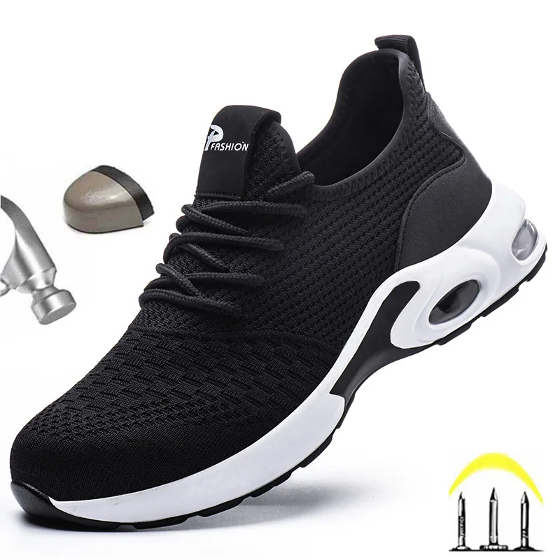 Кроссовки мужские рабочие со стальным носком дышащие защита от проколов