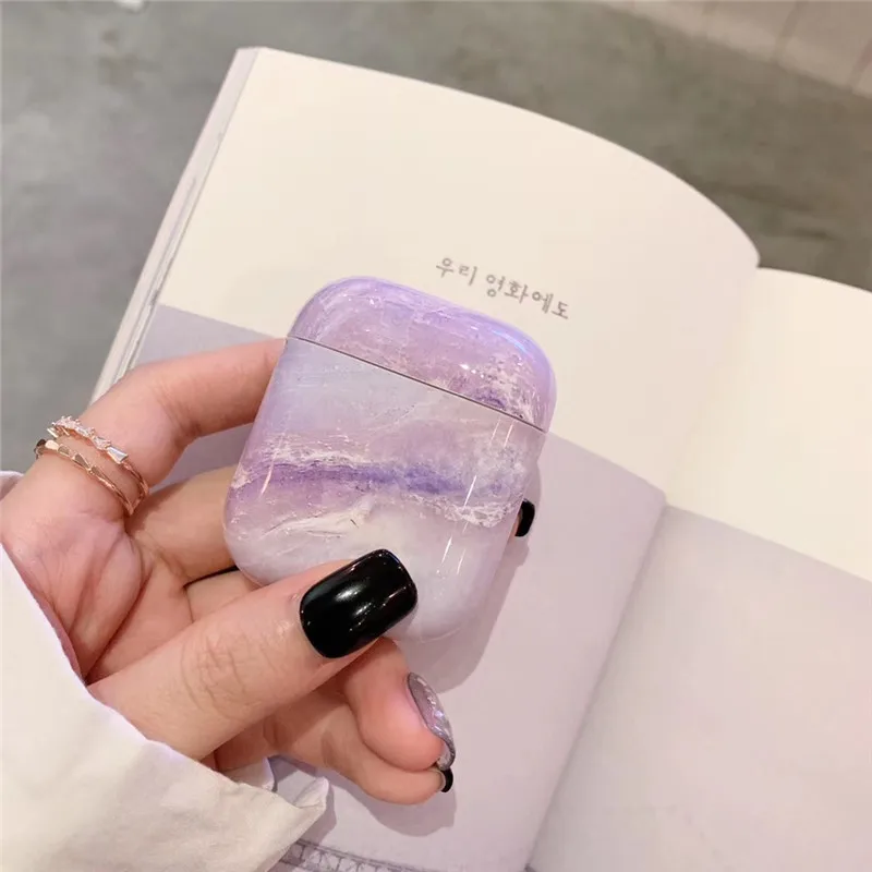 Purple Чехол Earpods Для Apple Airpods, чехол, роскошный чехол под мрамор для Apple Airpods 2, 1 чехол, аксессуары для наушников, чехол для наушников - Цвет: Purple
