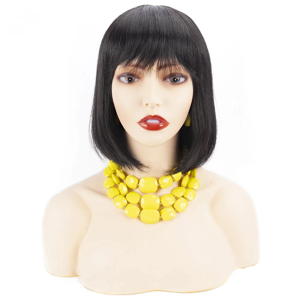 Бразильский парик прямые короткие волосы парики из человеческих волос машинной