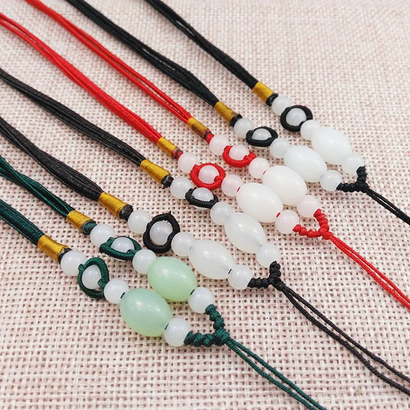 5 шт. ручное ожерелье с шелковой нитью шнур узлом для подвесок-белый плоский бисер