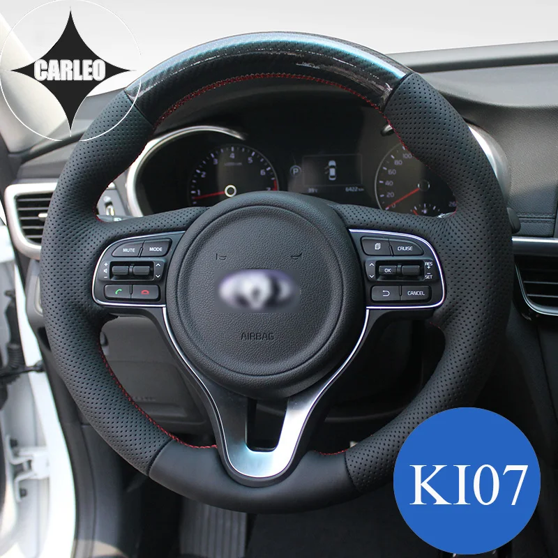 Car Steering Wheel Cover for KIA K3 K5 Sportage R Sorento Forte Carens Genuine Suede Leather Stitching Customized Holder