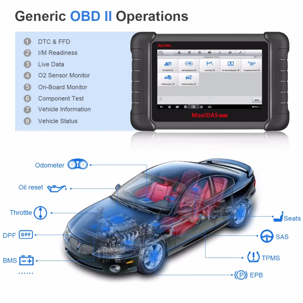 Сканер Aute maxnas DS808K OBD2 инструмент для диагностики автомобиля считыватель кодов все