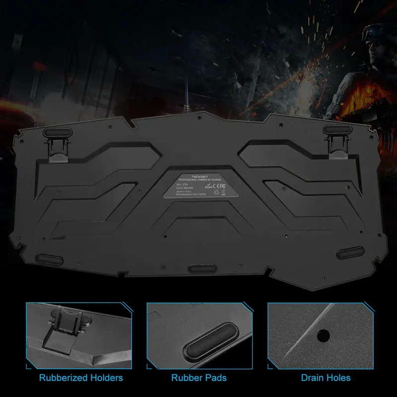 TeckNet игровая клавиатура мышь комбо комплект эргономичный 7 цветов светодиодный с