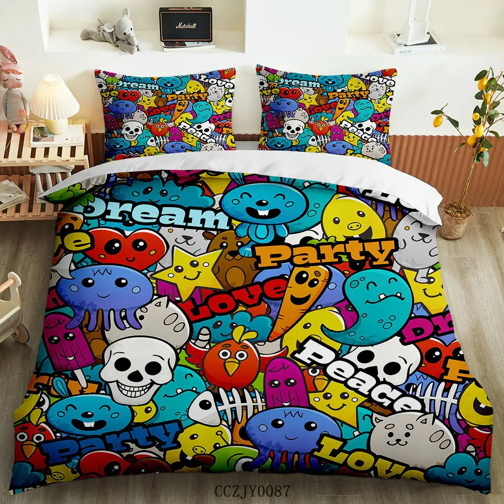 

BailiPromise cute cratoon jogo de cama bedroom 3D Print Pillowcase Soft Duvet Cover kids birthday gift Queen King 2/3pc