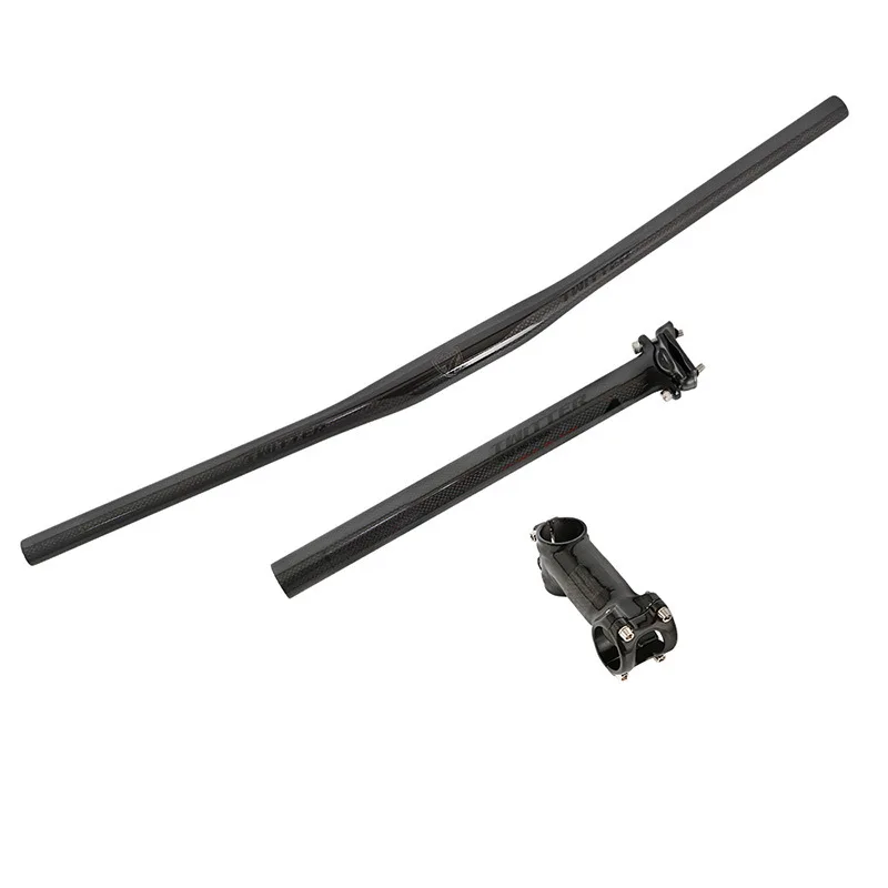 Дешево Руль для горного велосипеда TWITTER из углеродного волокна, набор из трех предметов с прямой ручкой, горизонтальная ручка, вертикальные подсед...