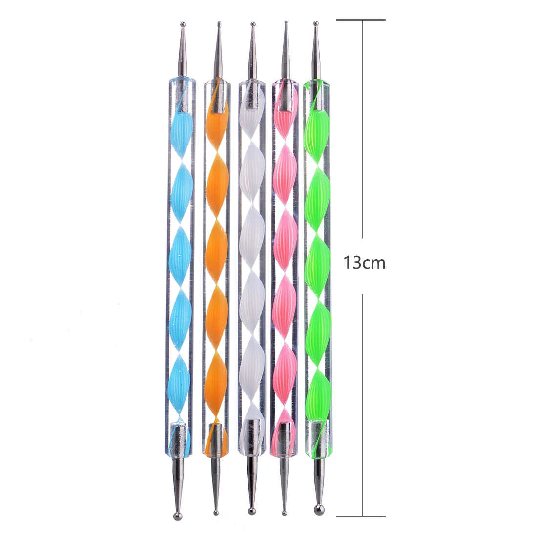 Biutee 12pcs Pro Nail Art Set Kit 4 wheels Multicolor bright nails wooden decoration Nail Art brushes pointed punches Kit tools
