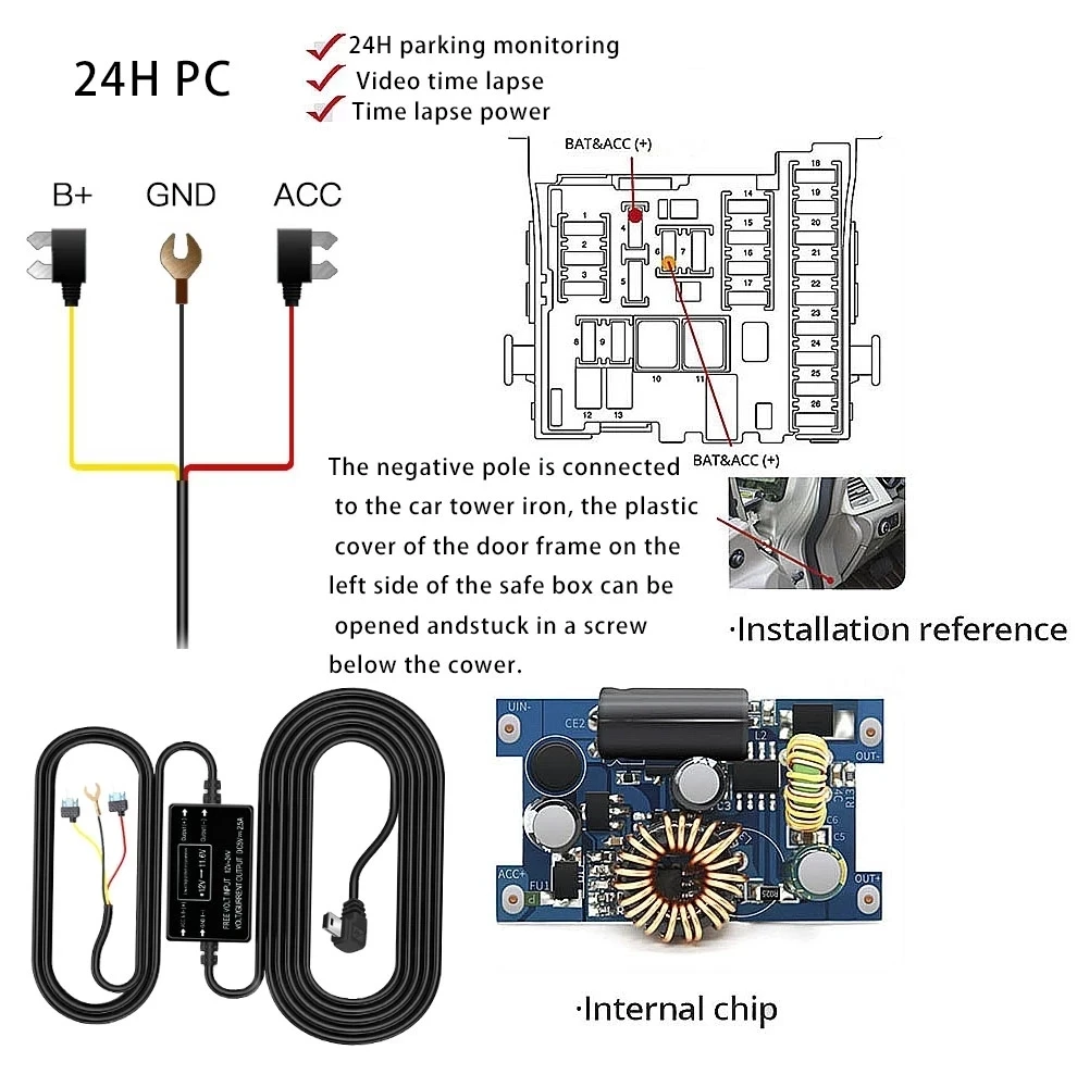 Комплект из жесткого провода для видеорегистратора мини USB-порт DC 12/24 В до 5