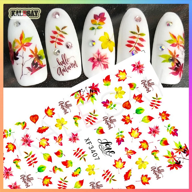 

Owl Maple 3D Nail Stickers for Design Manicure Decoration Decals Worm DIY Nail Art Decors Back Glue Fresh Styles