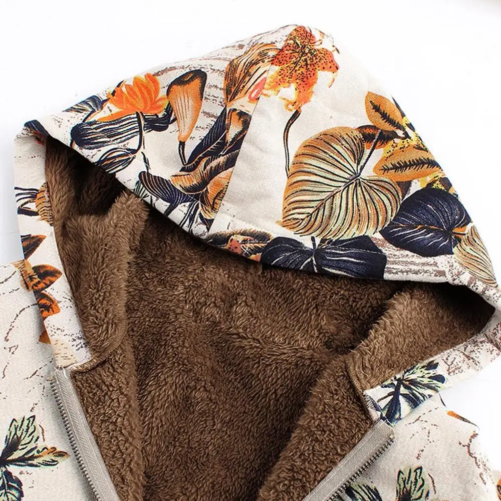 

Winter Jacket Women Plus Size 5XL Print Hooded Pocket Overcoat Casacos De Inverno Feminino Winterjas Dames Capuche Fourrure