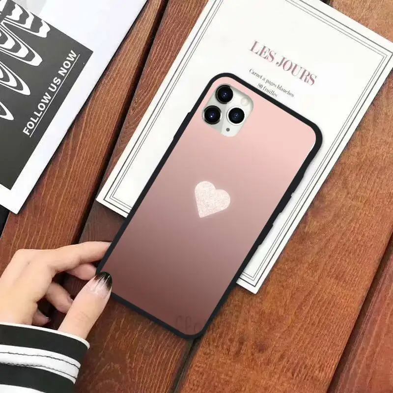 

Gold Rose Love heart Bling fashion Phone Case for iPhone 11 12 pro XS MAX 8 7 6 6S Plus X 5S SE 2020 XR