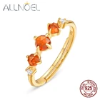 Женское кольцо ALLNOEL из стерлингового серебра 925 пробы с натуральным апельсин, гранат, кольца с драгоценными камнями, регулируемые ювелирные украшения 2020, Новое поступление