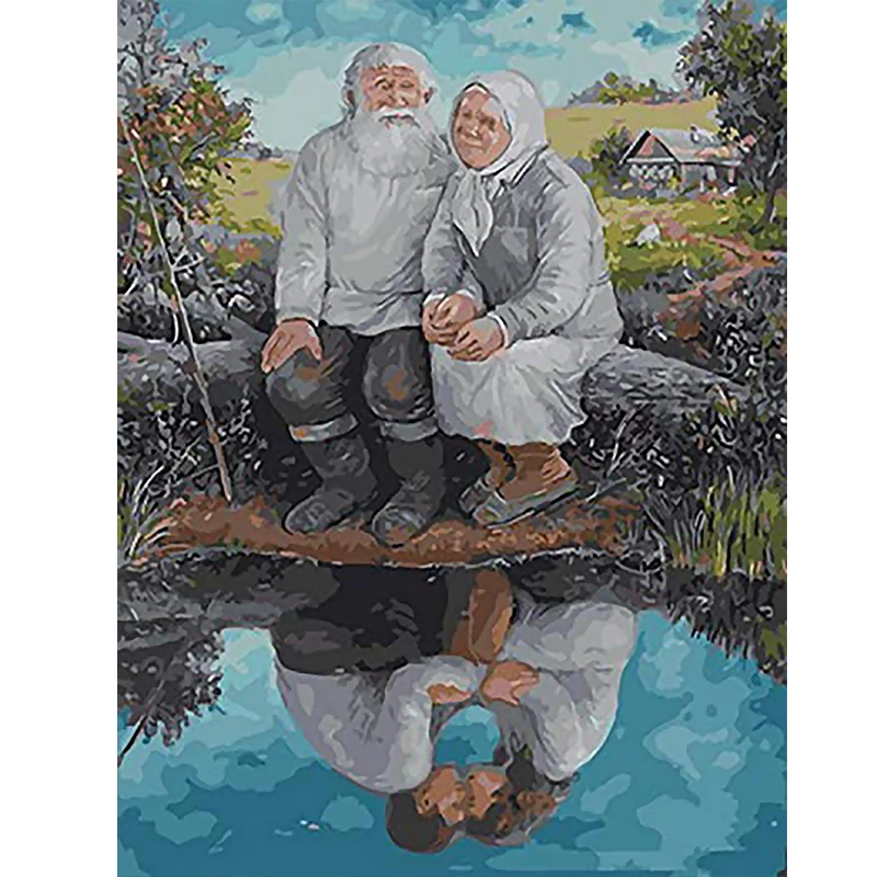 

Пожилые люди пар Краски ing Раскраска по номерам для взрослых из акрила Краски DIY ремесло Наборы ручной работы на холсте Раскраска по номерам ...