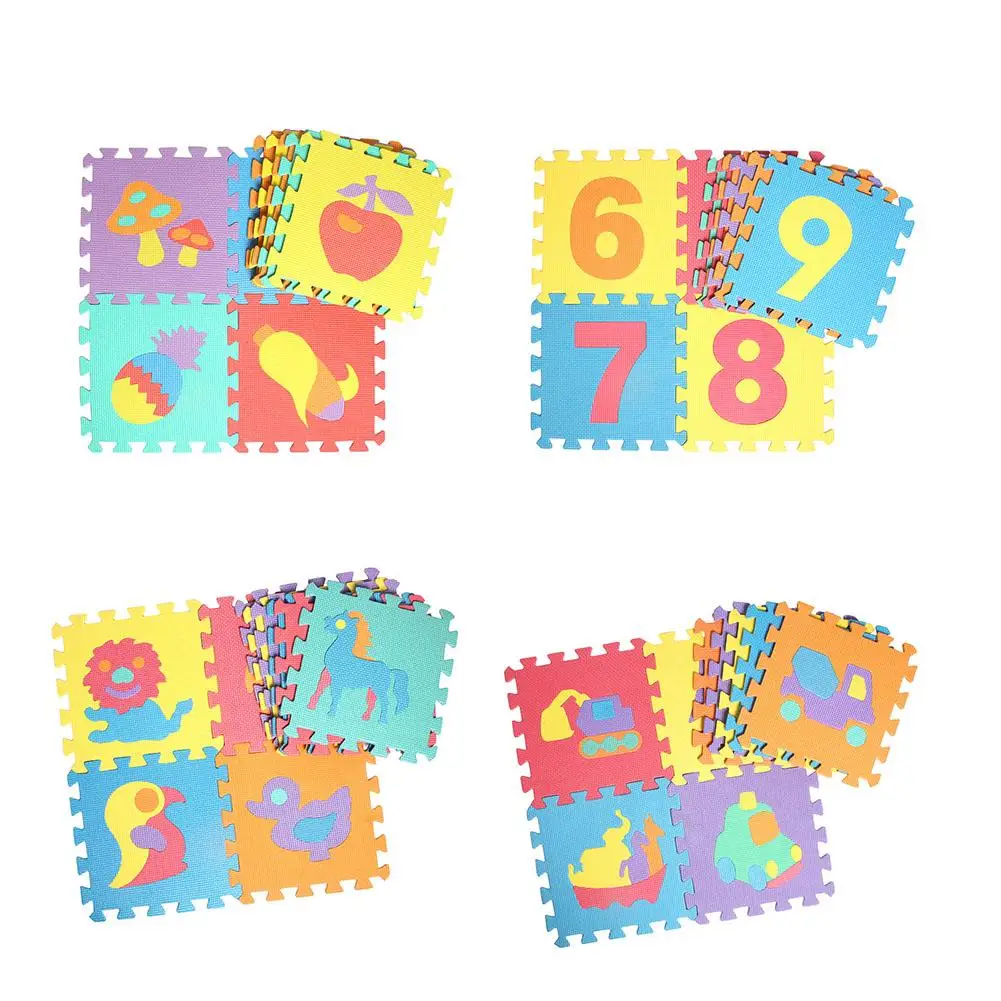 

10Pcs Animal Foam Puzzle Kids Rug Carpet Split Joint EVA Baby Play Mat Indoor Soft Activity Puzzle Mats Friuit Number
