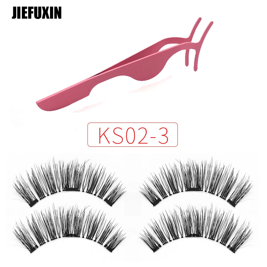 KSO2-3-N JIEFUXIN легко носить 3D Магнитные ресницы накладные ресницы 3 магнит полная полоса магнитные ресницы многоразовые Поддельные ресницы XIN-JFX-3CT-02 - Цвет: KSO2-3-N