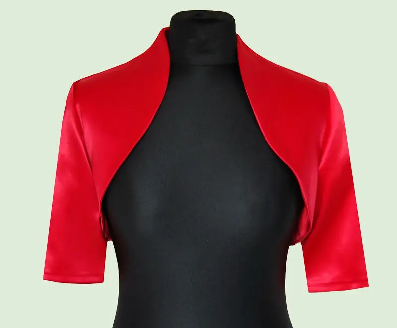 

Women Red Wedding Satin Bolero Jacket with Half Sleeve Classic Custom Made