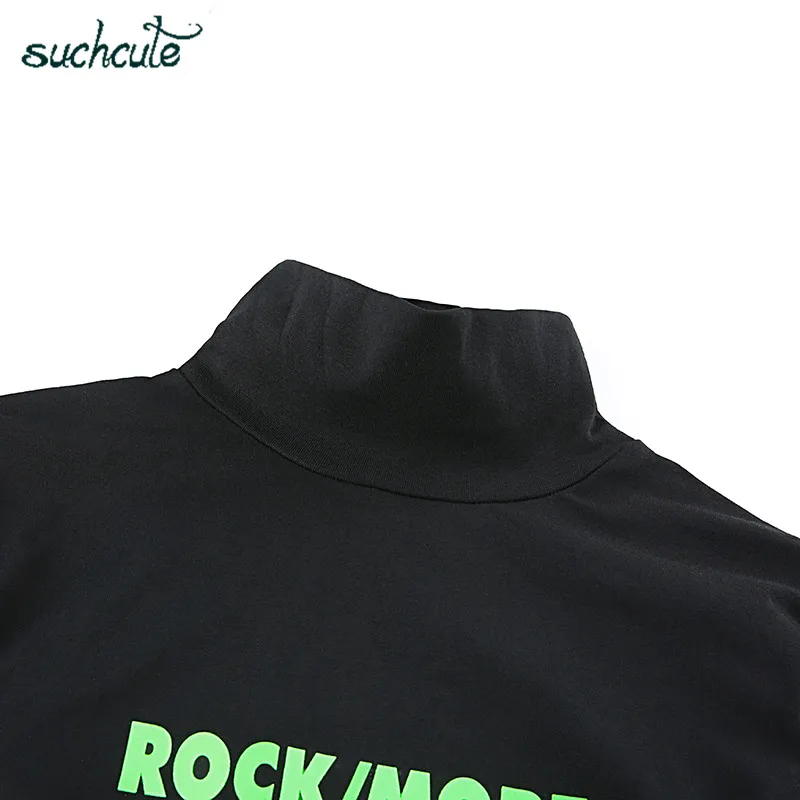 SUCHCUTE Longslive женская футболка с принтом Trutleneck Modis для женщин Harajuku Готический Повседневный корейский стиль Топы фестиваль
