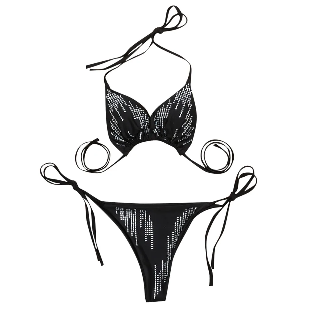 Женский раздельный купальник бикини с бусинами Раздельный из двух частей