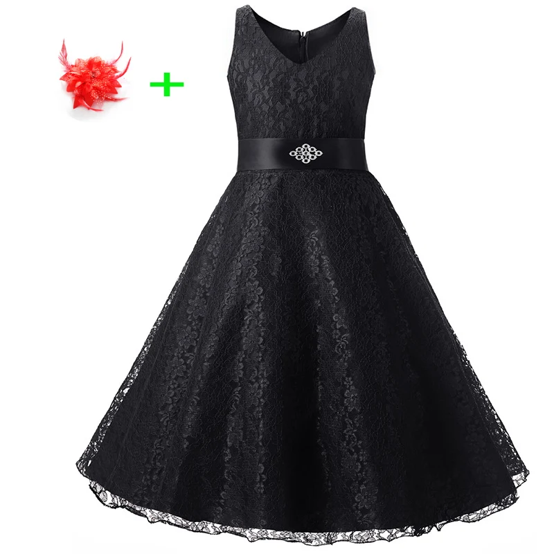 

children's girls clothing A-line kids girl clothes for teenagers girls 14 years old birthday party girls black dresses