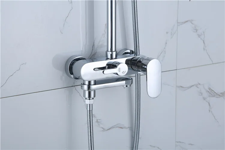 1SET Bathroom sets faucets set Bath Shower Faucet with slide bar rainfall shower head bathtub mixer taps | Обустройство дома