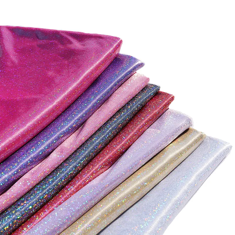 Флуоресцентная ткань растягивающаяся трикотажная цветная блестящая