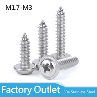 20pcs cross round head 304 stainless steel self tapping with padded screws with collar pad washer silver fastener screw