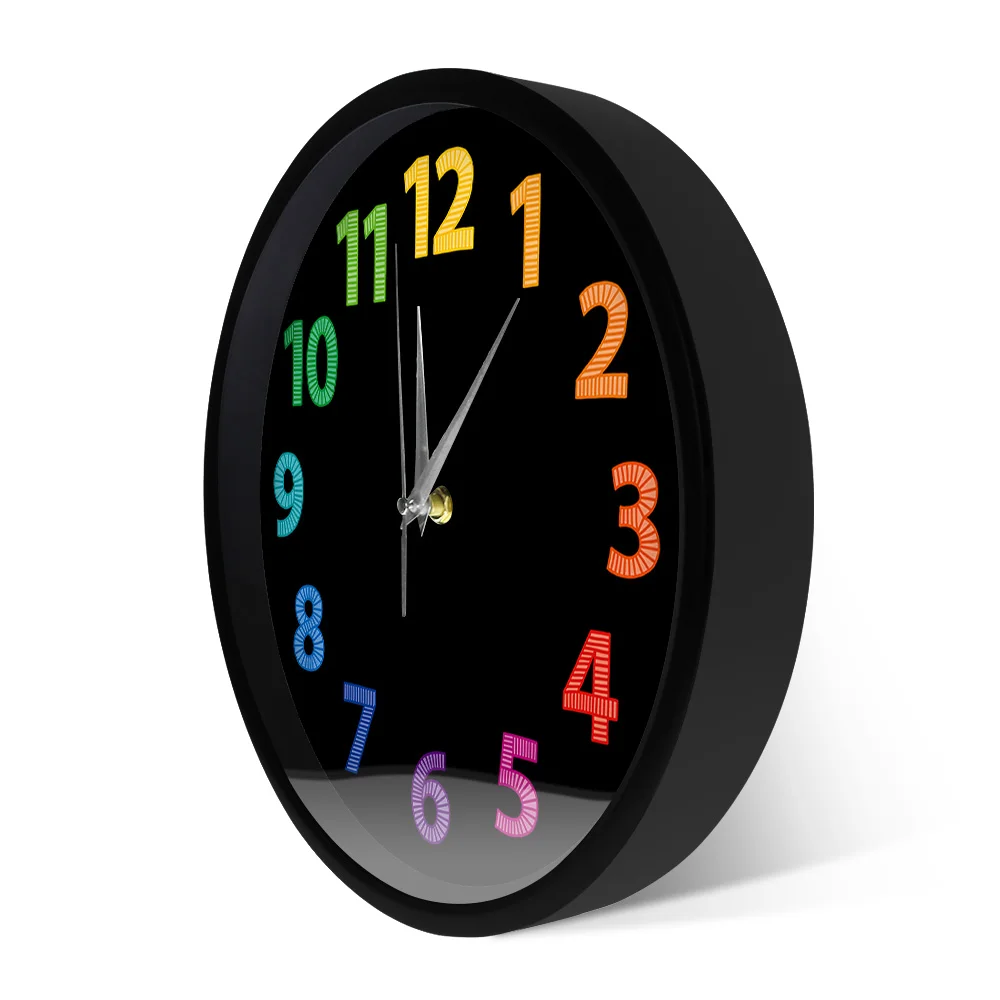 Современные настенные часы с разноцветными номерами декоративные радужной
