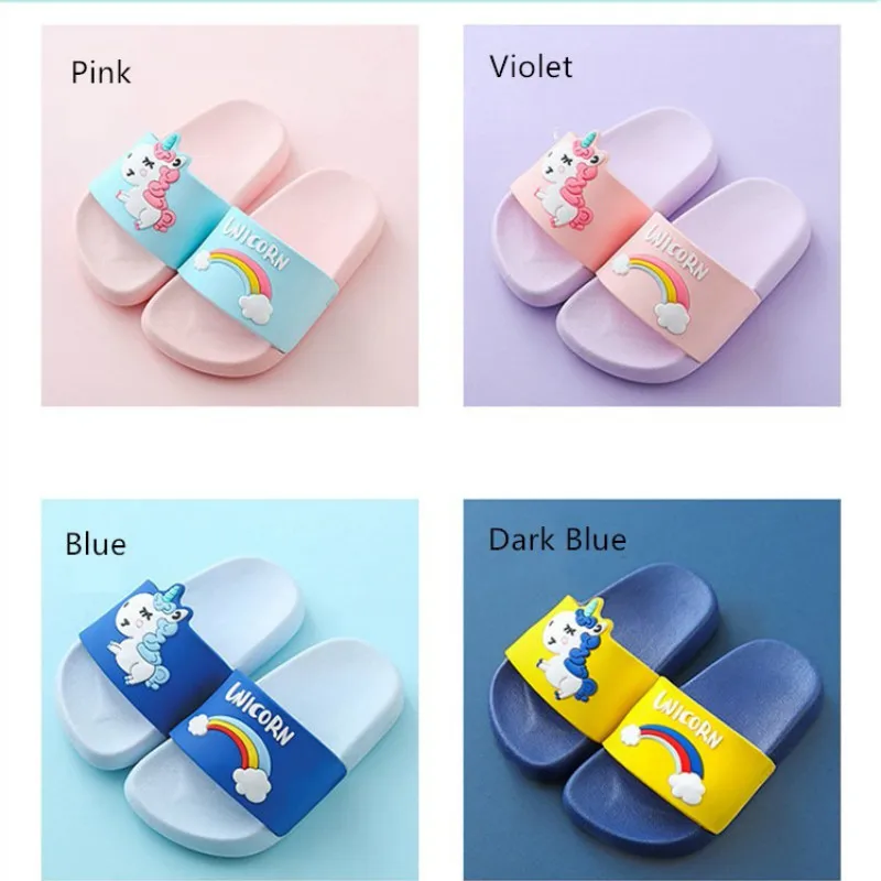 

Cute Slippers Unicorn Slippers Boy Girls Shoes Rainbow Toddler Shoes Baby Slippers Cartoon Animal Beach Swimming Kids Slippers