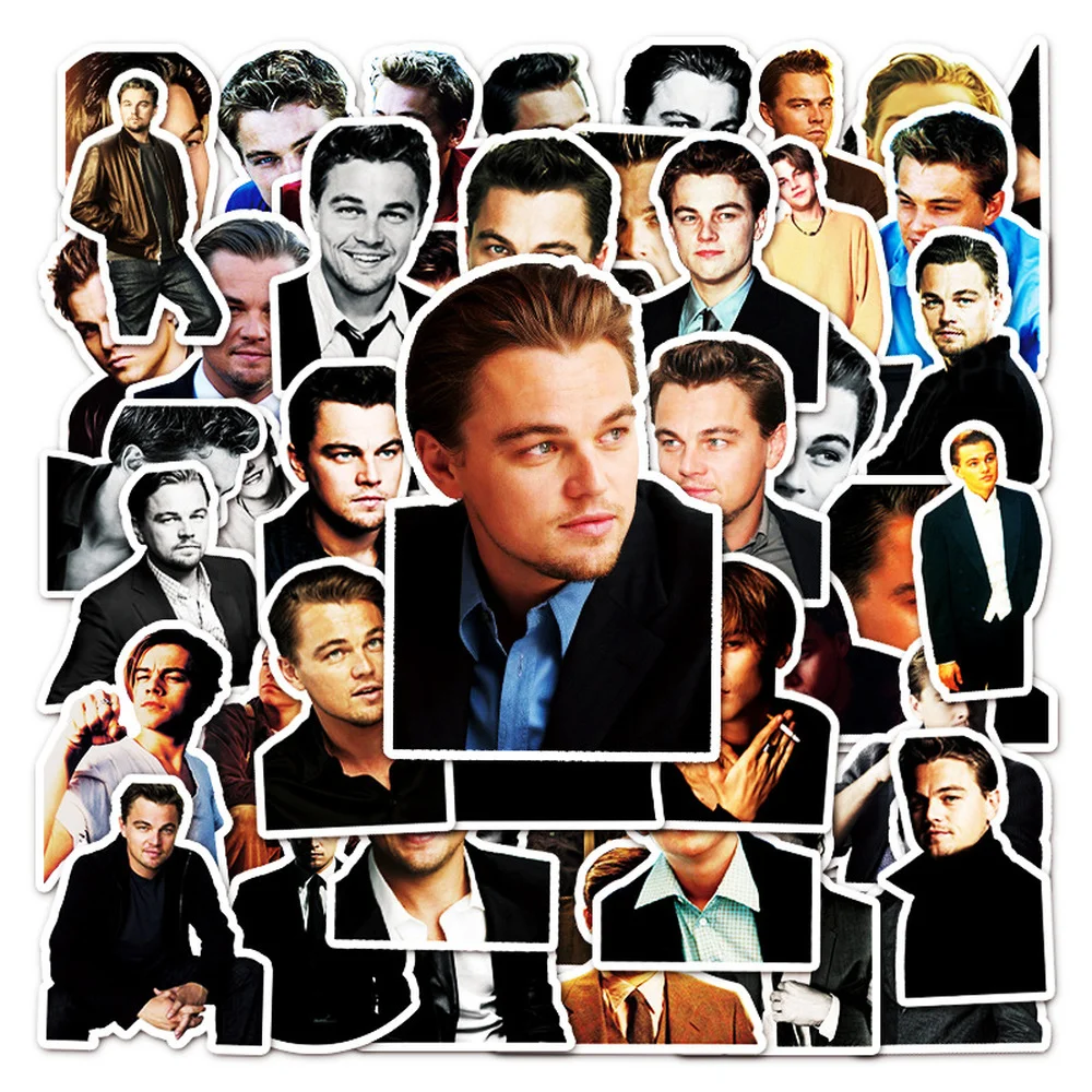 Pegatinas de estrellas de la pel&iacute;cula Leonardo DiCaprio, pegatinas de grafiti para monopat&iacute;n, nevera, guitarra, port&aacute;til, calcoman&iacute;as impermeables, bricolaje, 10/30/50 Uds.-1