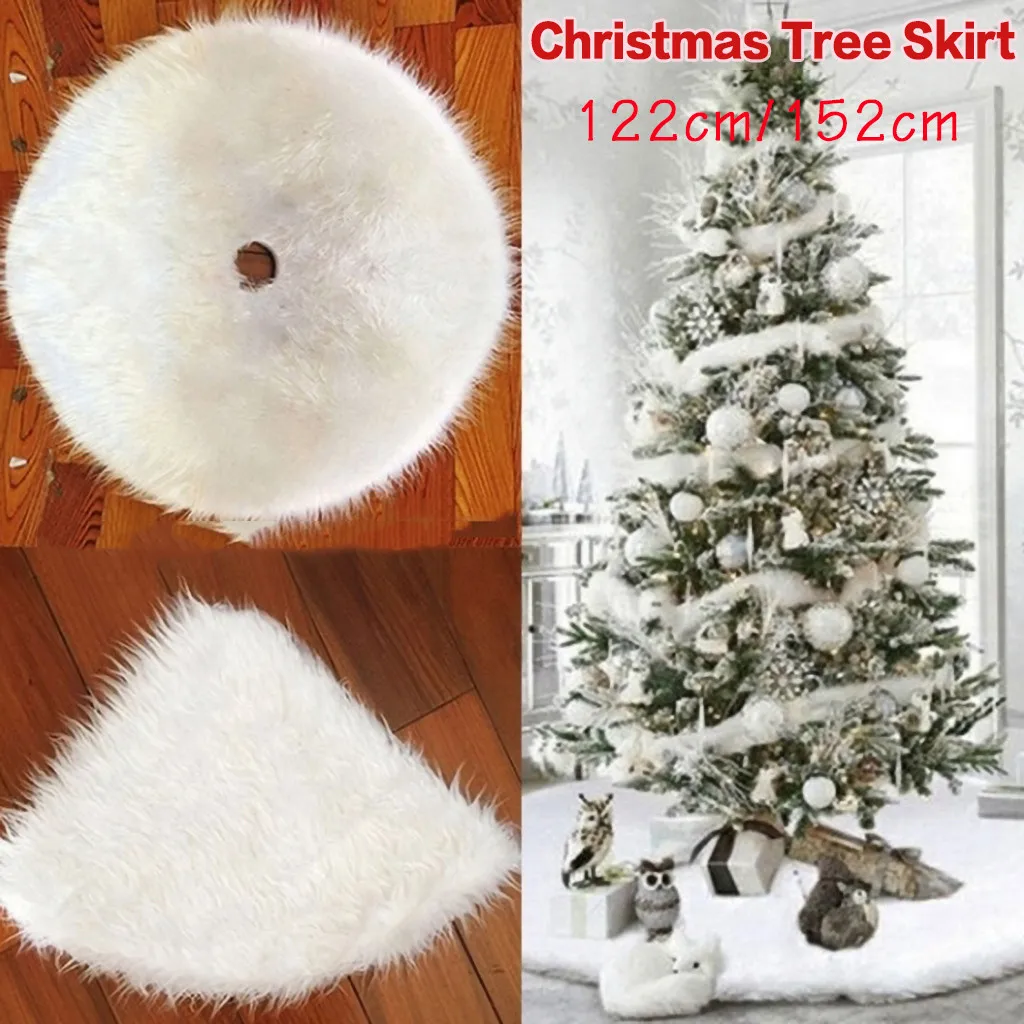 1 шт. юбки на рождественскую елку украшение белая Рождественская плюшевая юбка с