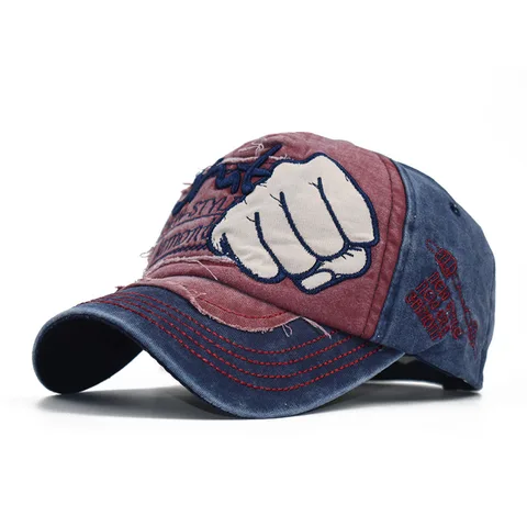 Бейсболка с вышивкой в виде кулака для мужчин и женщин, хлопковая кепка с эффектом потертости, шапка