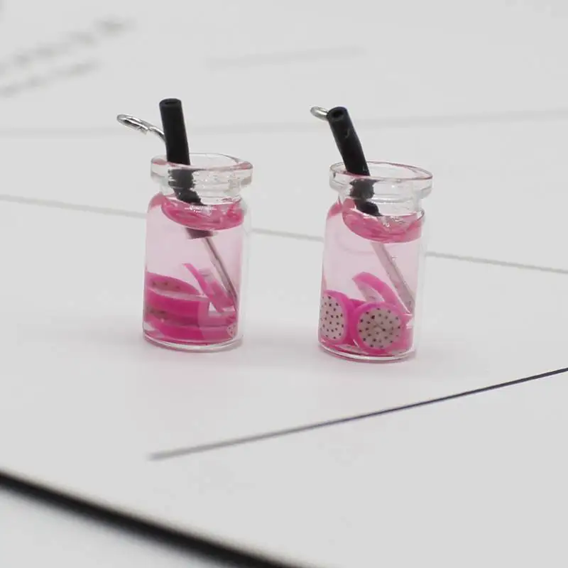 Персональный изысканный милый фруктовый напиток со строительным подвесным кулоном для сережек, ювелирных изделий на цепочке, изготовленный вручную из смолы.