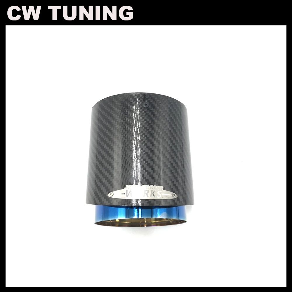 1 шт. синий + наконечник выхлопной трубы из углеродного волокна для MINI Cooper S R55 R56 R57