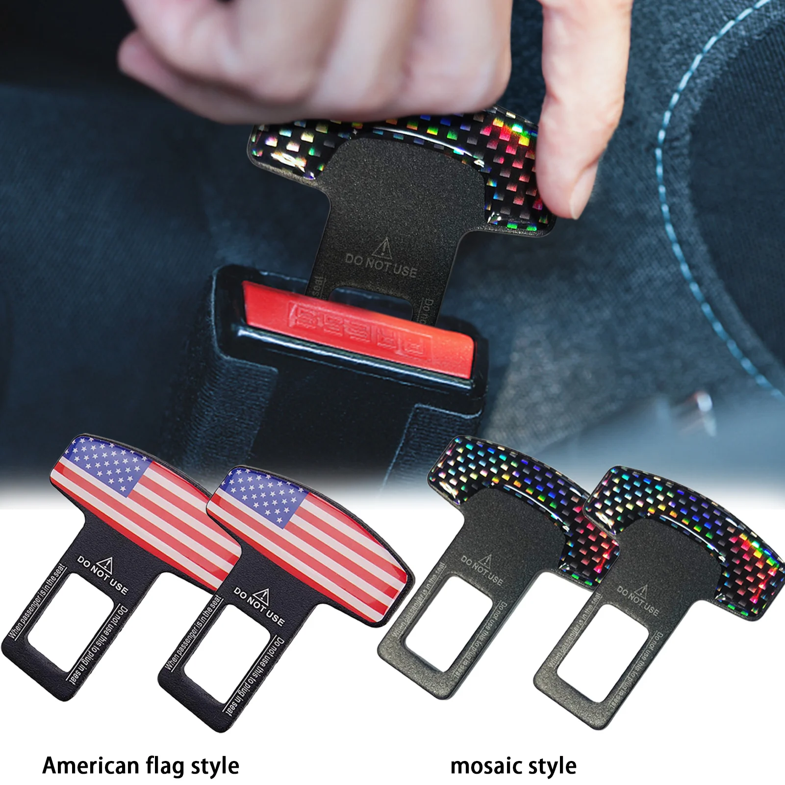 

Car Safety Belt Clips 2Pcs Alarm Stoppers Car Seat Belt Buckle Vehicle-mounted Bottle Openers Universal Fit Car Accessories