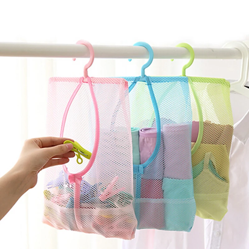 

Hanging Storage Bag Bathroom Soap Towel Debris Draining Mesh bag Organizer Balcony Socks Underwear Drying Clothes Basket